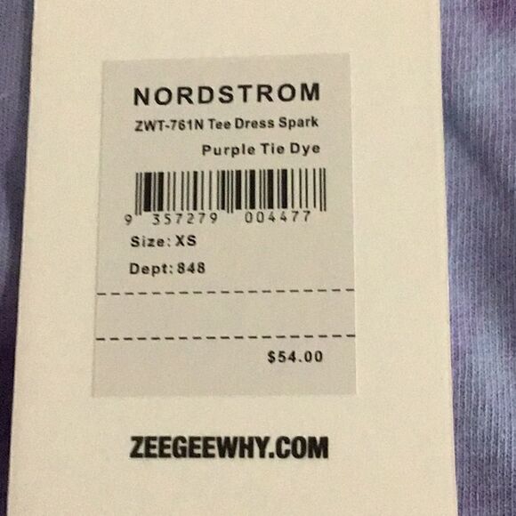 ZGY Denim Tee Dress Spark In Purple Tie Dye NWT - Picture 3 of 8